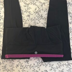 Lululemon Black Leggings with Pink Trim